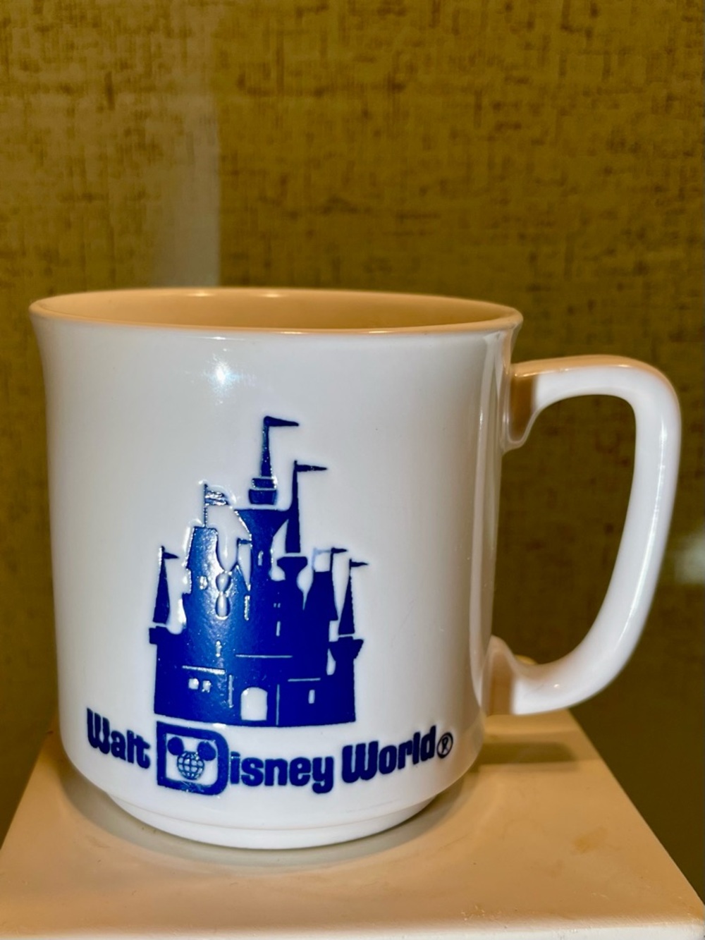 VINTAGE Disney White Ceramic Mug with Blue Castle Logo MADE IN JAPAN